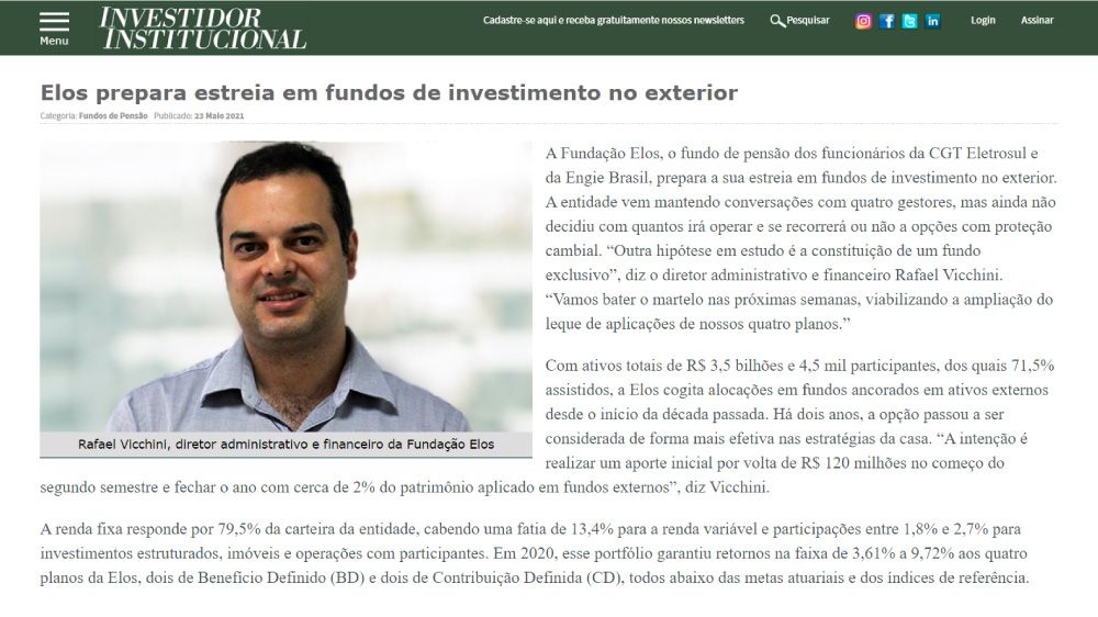 Print da matéria do Portal do Investidor